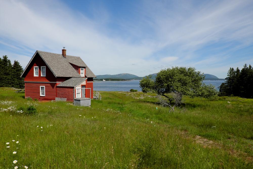 Old House In Meadow near seaside