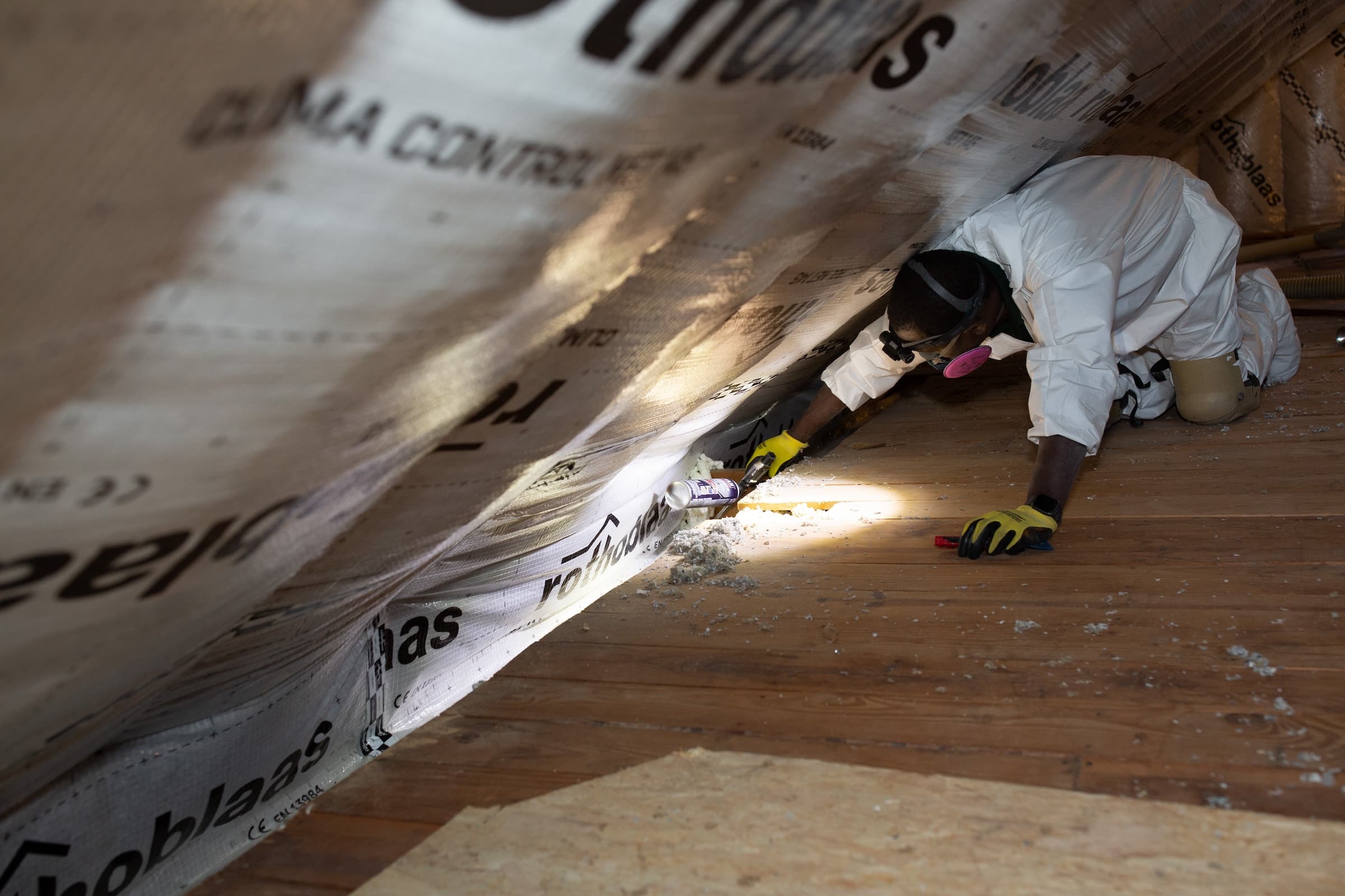 Evergreen team air sealing with caulk in attic air sealing attic